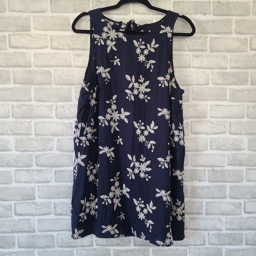 Aeropostale Navy Blue Embroidered Floral Sheath Dress NEW XL Beachy Relaxed $59